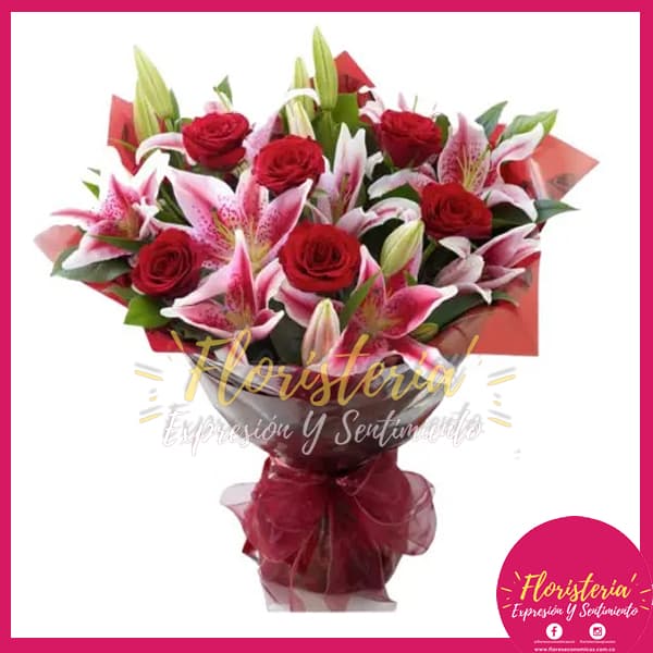 bouquet5.jpg Bouquet de Lirios y Rosas - Imagen 1