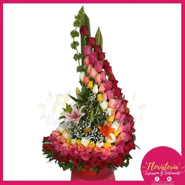 caja-flores-chocolates-09-13 Caracol En Rosas De Colores - Imagen 1