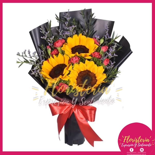 floristeria-expresion-3.jpg Bouquet de Girasoles y Clavellina - Imagen 1