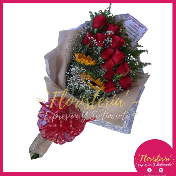 floristeria-expresion-38.jpg Bouquet con Rosas y Girasoles - Imagen 1
