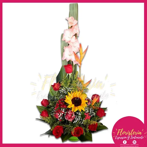 caja-flores-chocolates-09-10 Ramo Tradicional en Rosas y Girasoles #21 - Imagen 1