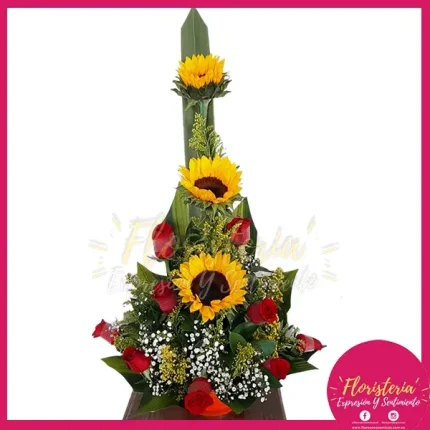 Ramo Tradicional en Rosas y Girasoles #19
