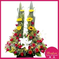 Ramo Tradicional en Rosas y Girasoles 2 Puntas #15