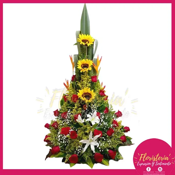 caja-flores-chocolates-09-21 Ramo Tradicional Grande en Rosas y Girasoles #14 - Imagen 1