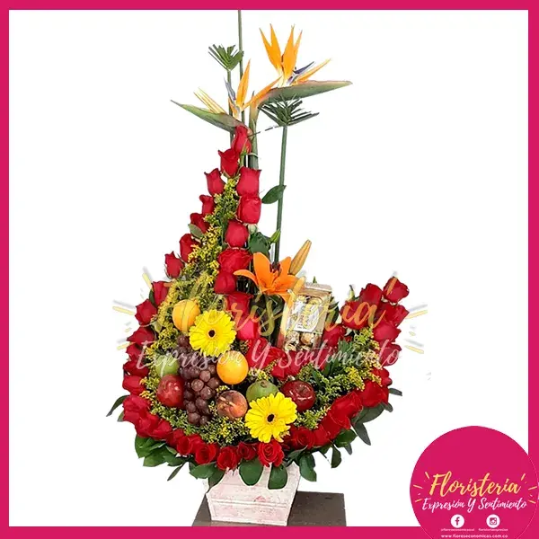 caja-flores-chocolates-09-28 Ramo Tradicional en Rosas Caracol | Frutas #07 - Imagen 1