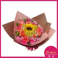 Bouquet en Papel Coreano | Girasol y Rosas B03