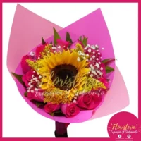 Bouquet en Papel Coreano | Girasol y Rosas B04