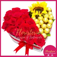Caja Corazón Rosas y Girasol | Grande #26
