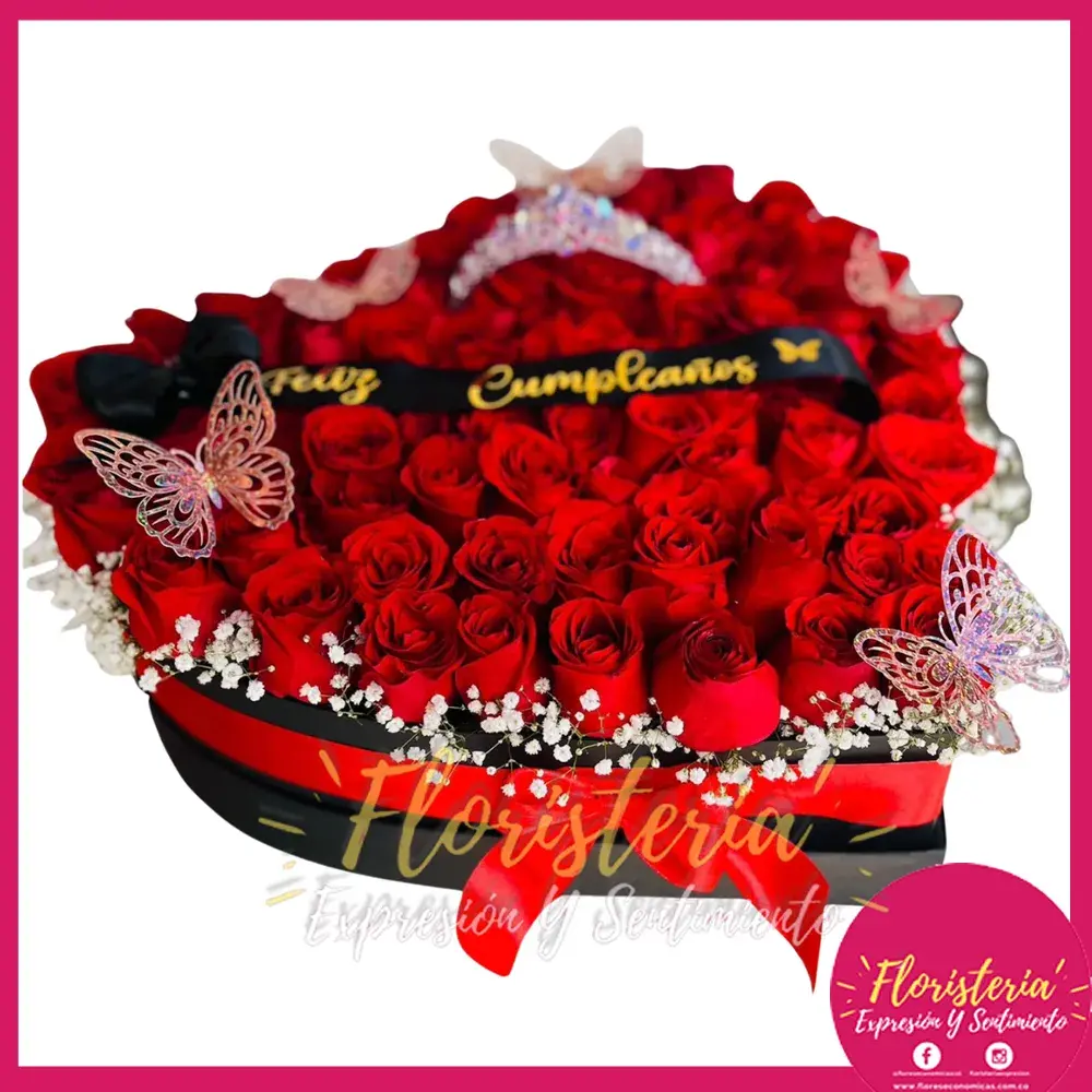 flores-economicas-2026-02-11 Caja Corazón | Rosas | Mariposas #103 - Imagen 1