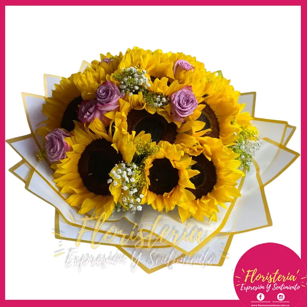 flores-economicas-2026-02-5 Bouquet | Girasoles | Rosas | Papel Coreano #106 - Imagen 1