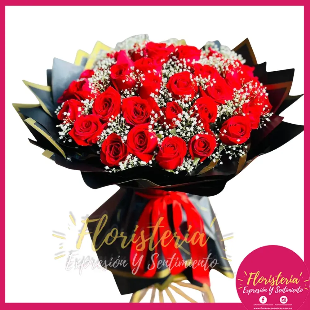 flores-economicas-2026-02-9 Bouquet | Reversible | Rosas y Gipso | Papel Coreano #111 - Imagen 1