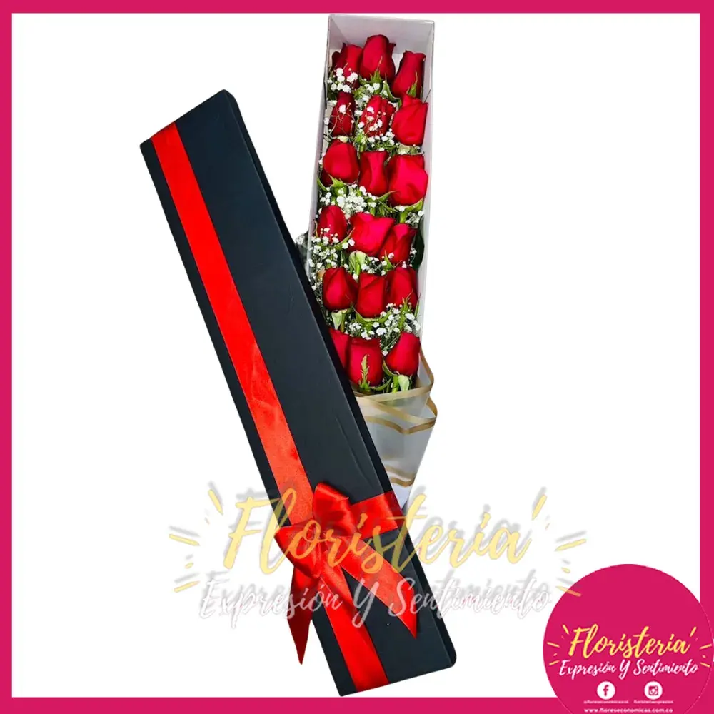 flores-economicas-2026-02-12 Caja Rectangular Alargada | Rosas Rojas #112 - Imagen 1