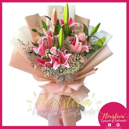 Bouquet | Vara de Lirios y Rosas | Papel Coreano #114
