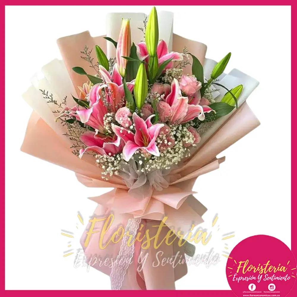 flores-economicas-2026-02-18 Bouquet | Vara de Lirios y Rosas | Papel Coreano #114 - Imagen 1
