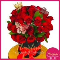 Caja Redonda | Cilindro | Rosas Rojas  #113